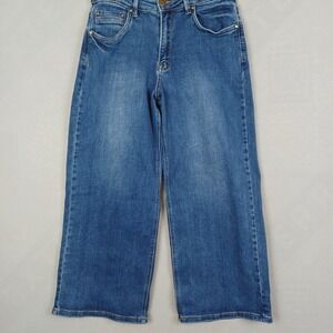 Vintage Y2K Foxy Jeans Wide Leg Size 13 Medium Blue Stretch Denim READ